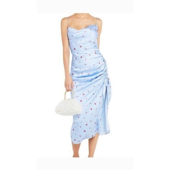 REVOLVE Dresses & Skirts - OPT blue floral slip dress with side slit XS